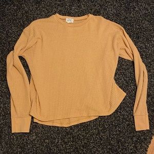 yellow waffle long sleeve tee